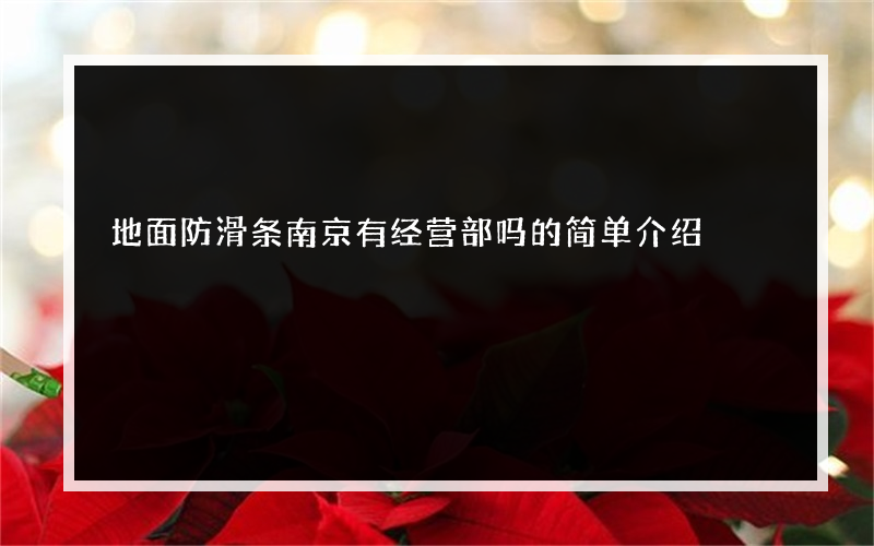 地面防滑条南京有经营部吗的简单介绍