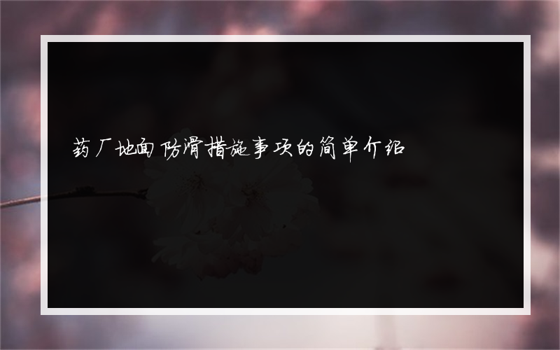 药厂地面防滑措施事项的简单介绍
